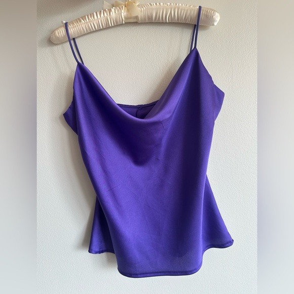 Purple Cami Top with Cowl Neck and Spaghetti Straps - size M - Picture 2 of 6